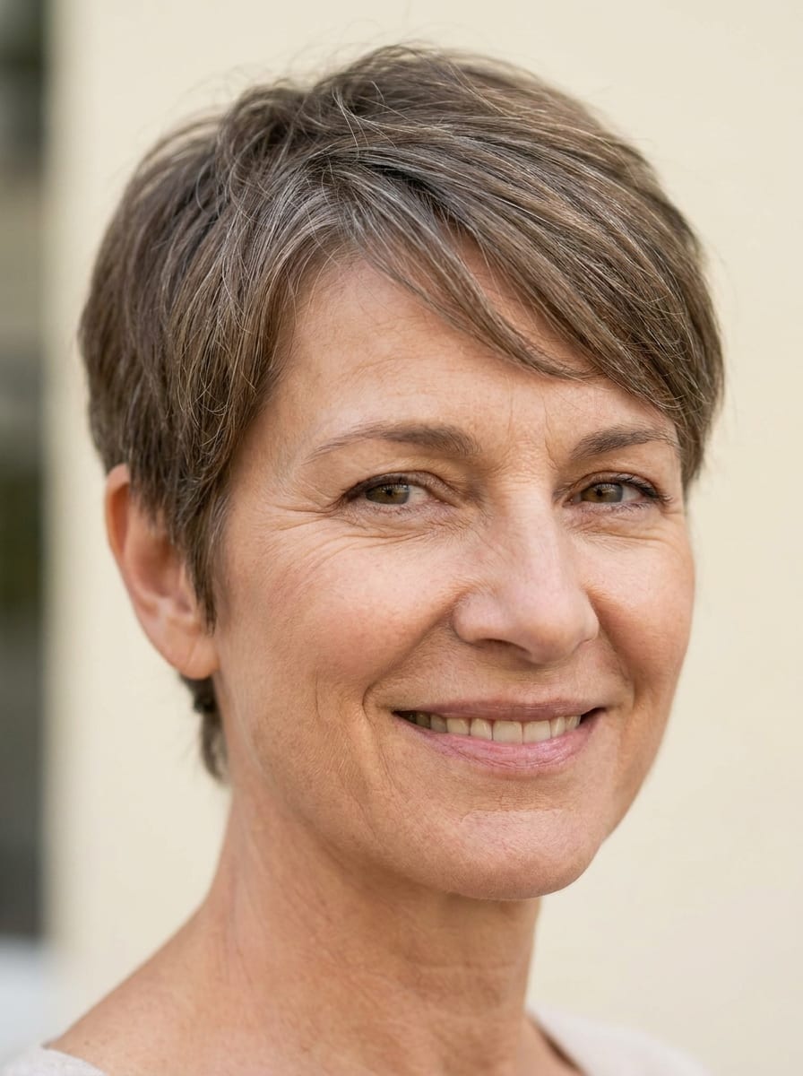 Pixie mit längerem Deckhaar - Frisur ab 50 für feines Haar